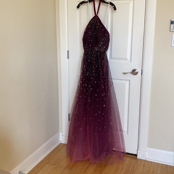 COPY - Marchesa Notte - Ombr Glitter Tulle Halter Dress